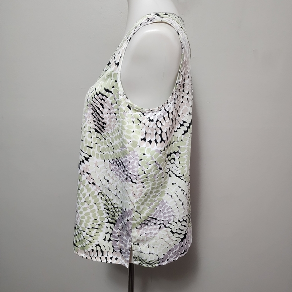 Kasper Celadon Mosaic Print Shell Size Small - Picture 4 of 9